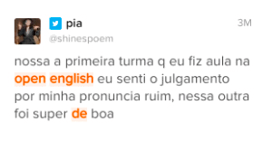 Opinião de Pia sobre o Open English